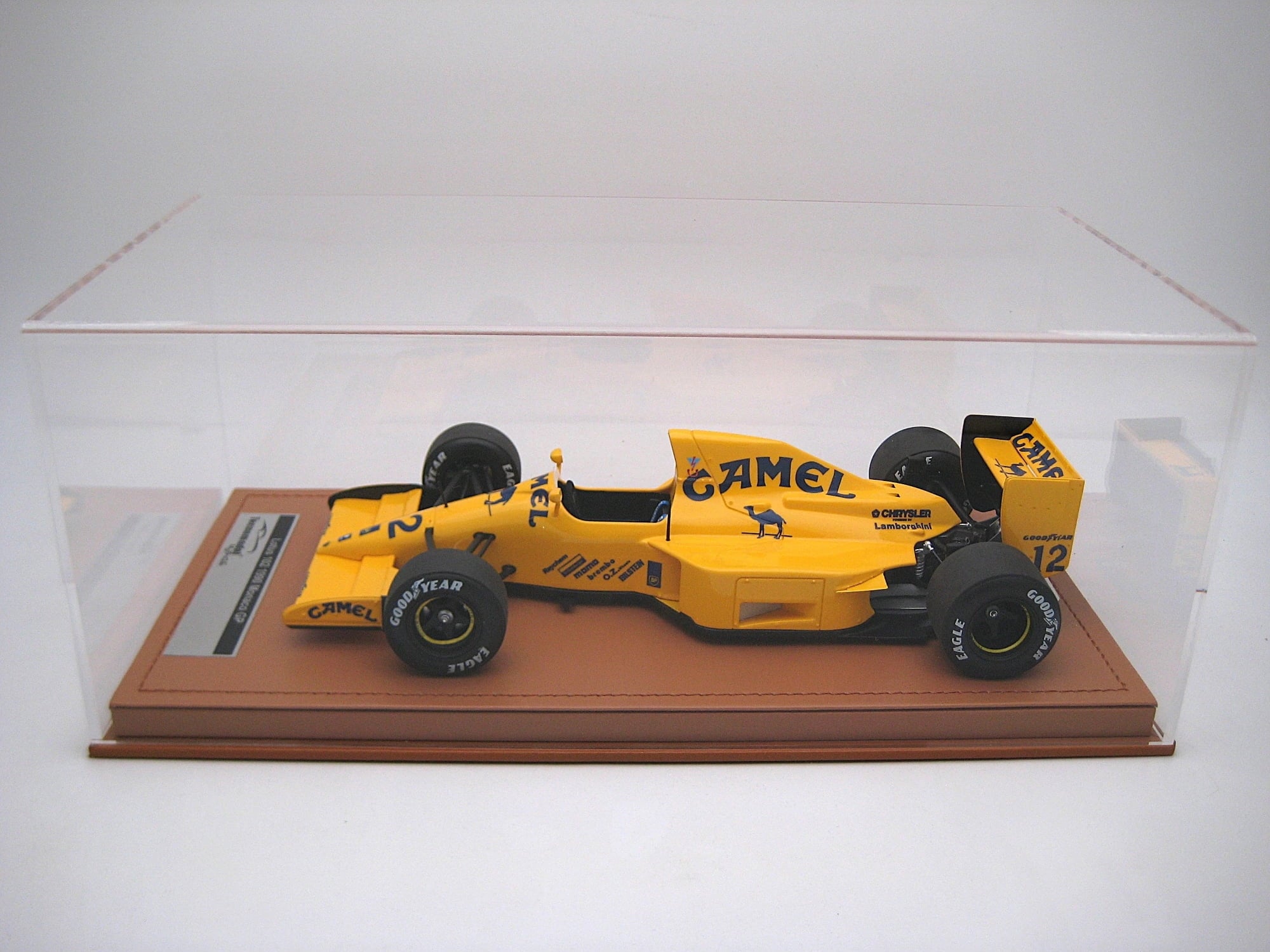 Lotus 102 #12 "Lamborghini Engine" F1 "Monaco GP" (1990) "Mythos Series" with Display Case 1/18 Model Car by Tecnomodel