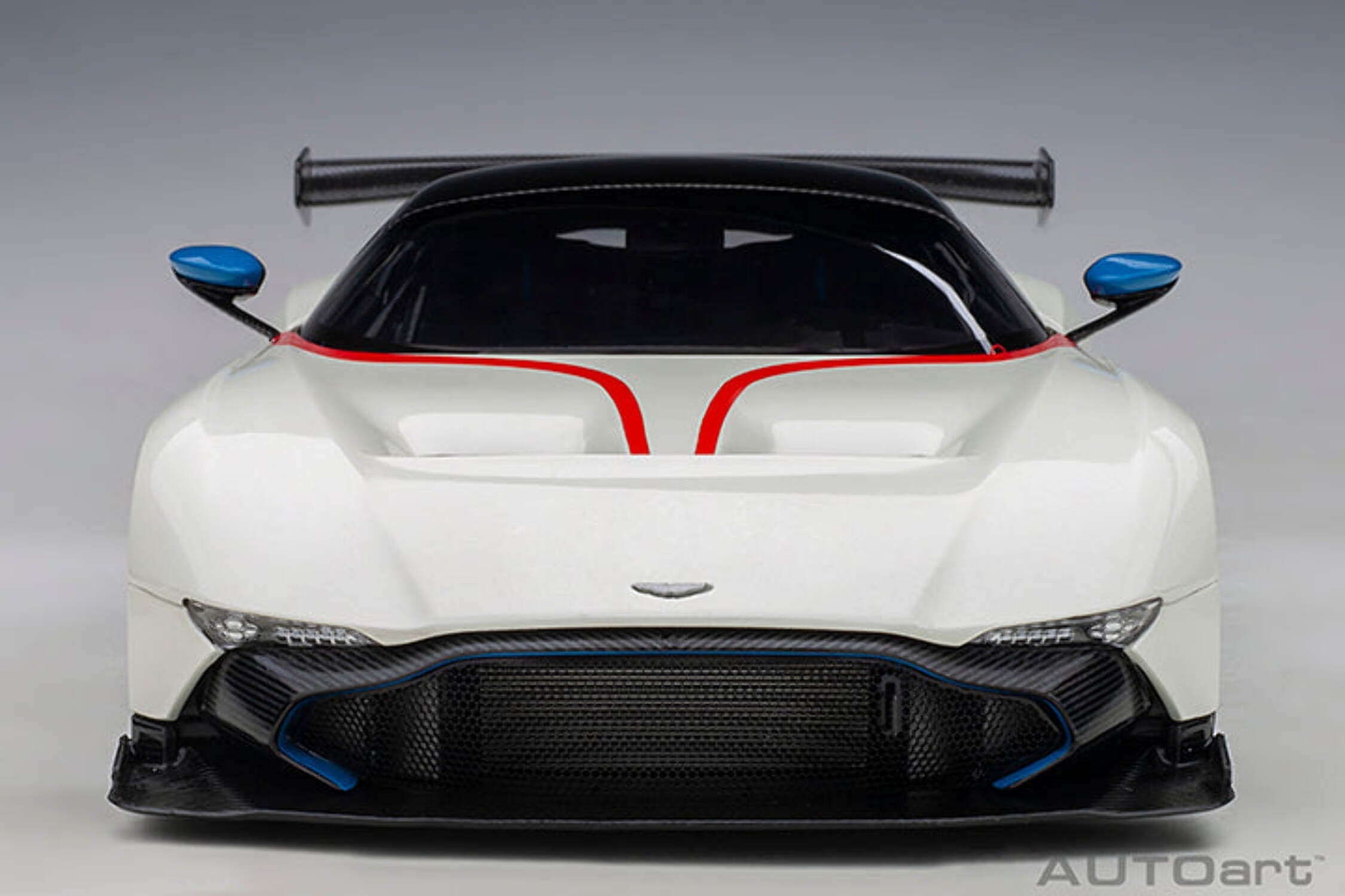 Aston Martin Vulcan Stratus White with Red and Blue Stripes 1/18 Model Car by Autoart
