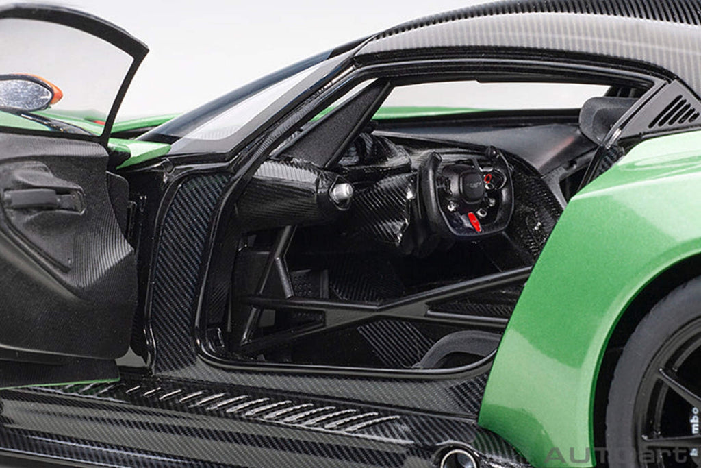Aston Martin Vulcan Apple Tree Green Metallic with Orange Accents and Carbon Top 1/18 Model Car by Autoart