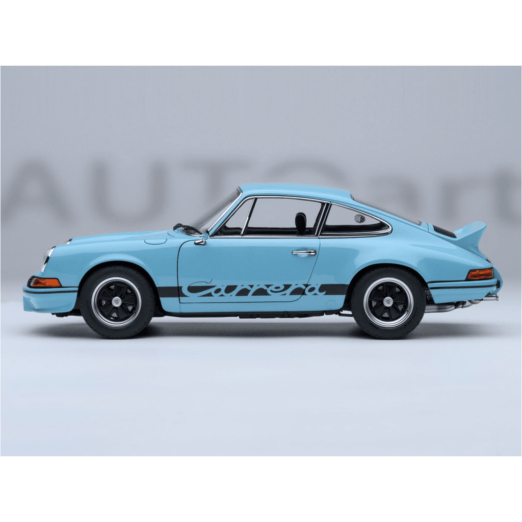 Porsche 911 Carrera 2.7 RS Gulf Blue with Black Stripes and Wheels 1/18 Model Car by Autoart