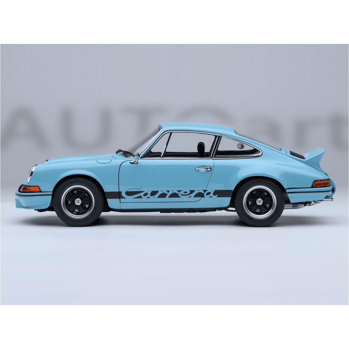 Porsche 911 Carrera 2.7 RS Gulf Blue with Black Stripes and Wheels 1/18 Model Car by Autoart