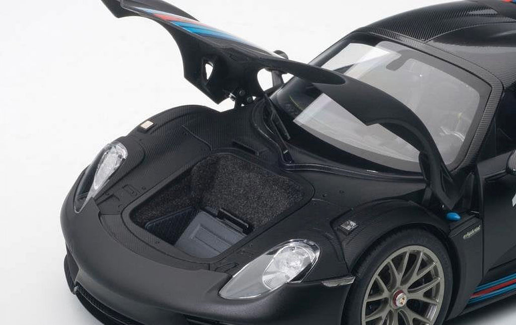 Porsche 918 Spyder Weissach Package Black/ Martini Livery #15 1/18 Model Car by Autoart