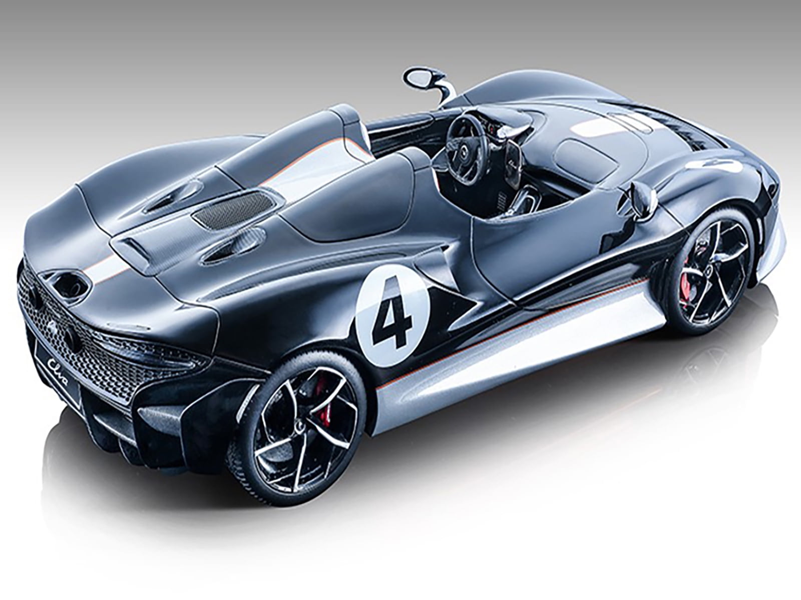 2020 McLaren Elva Convertible #4 Black w/Silver Accents "Exclusive Collection" Ltd Ed to 79 pcs 1/18 Model Car by Tecnomodel