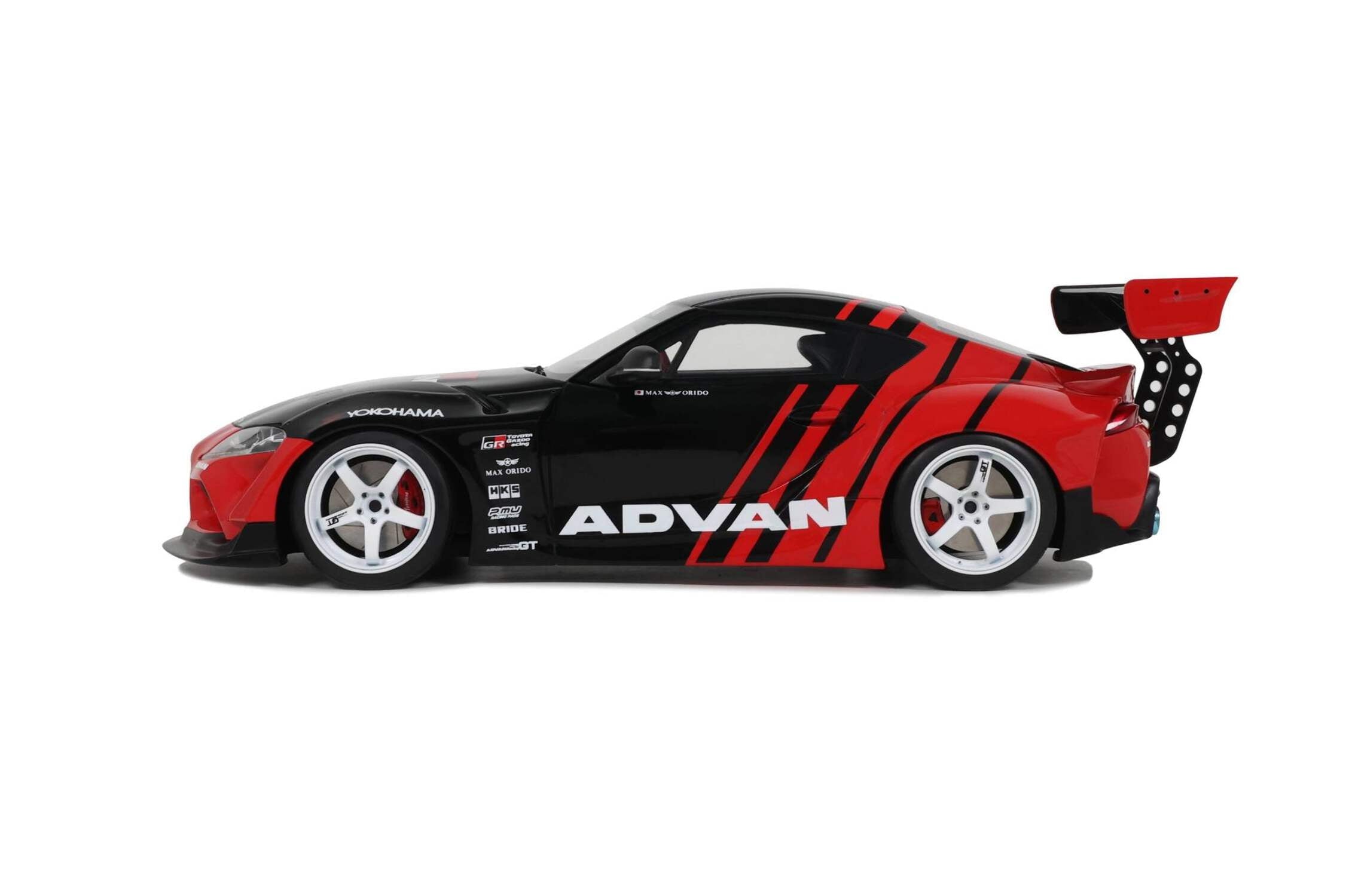 2020 Toyota Supra GR RHD (Right Hand Drive) "Advan" Black and Red 1/18 Model Car by GT Spirit