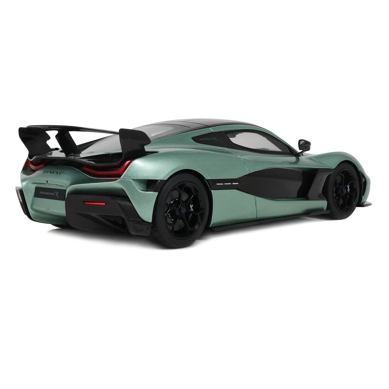 2024 Rimac Nevera R Green Metallic with Black Top 1/18 Model Car by GT Spirit