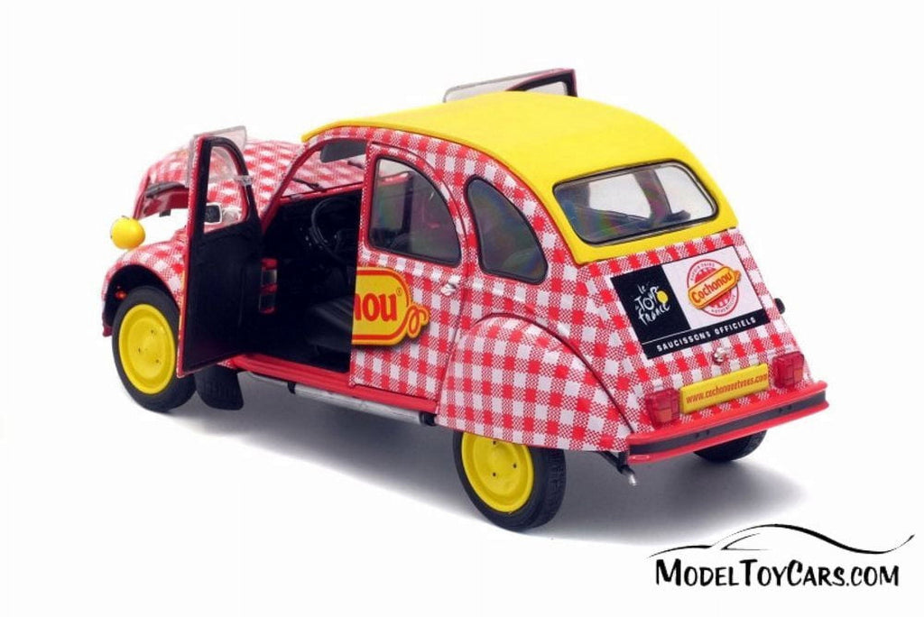 Citroen 2CV6 Cochonou Tour de France, Red with Yellow - Solido S1850021 - 1/18 Scale Diecast Model Toy Car