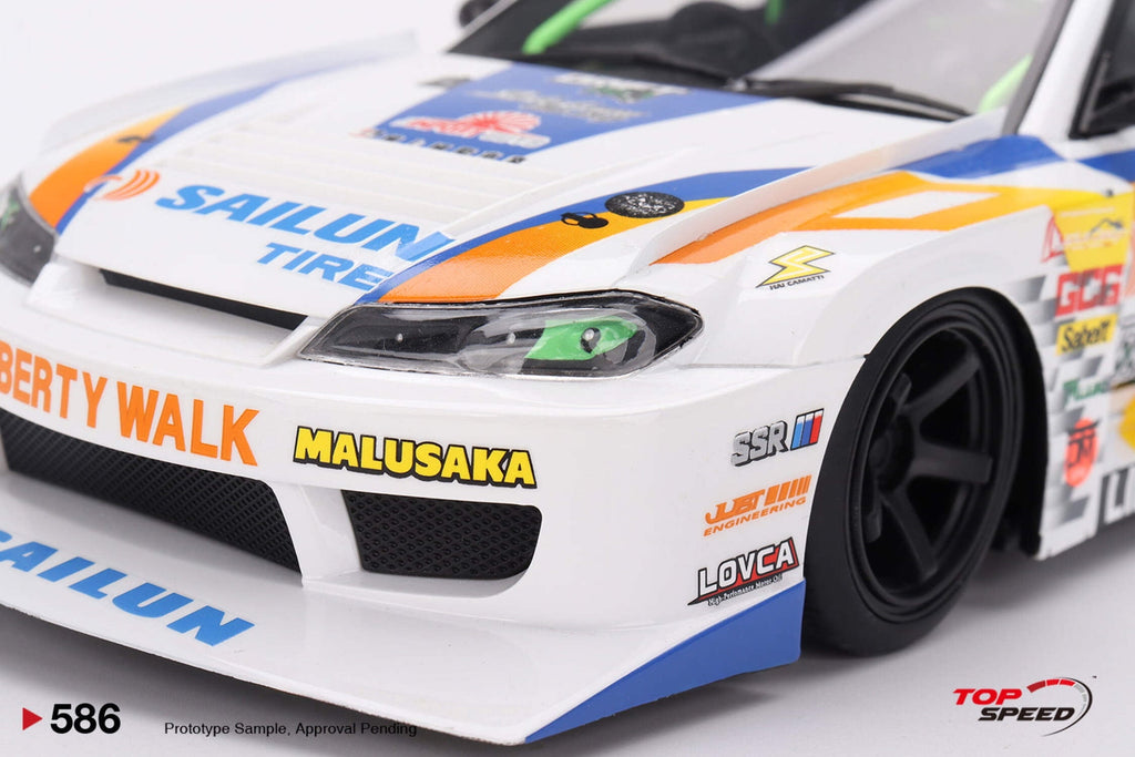 Nissan LB-Super Silhouette S15 SILVIA #555 Yukio Fausto "Formula Drift Japan" (2023) 1/18 Model Car by Top Speed