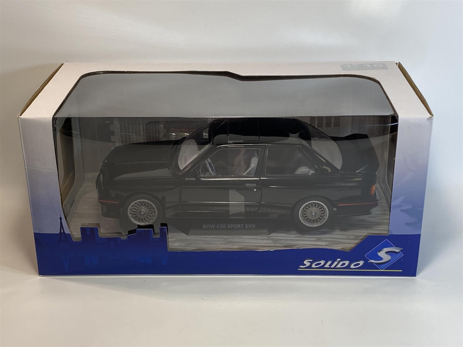 1990 BMW E30 Sport Evo Black 1/18 Diecast Model Car by Solido