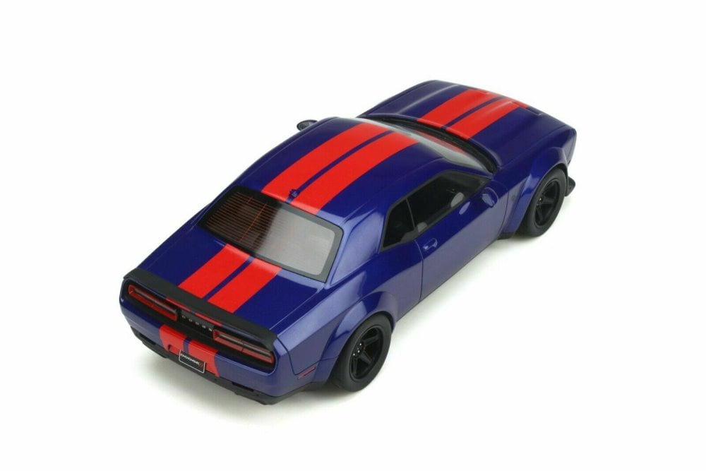 2021 Dodge Challenger Super Stock, Indigo Blue and Red - GT Spirit GT362 - 1/18 scale Resin Model Toy Car