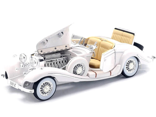 1936 Mercedes Benz 500 K Special Roadster White 1/18 Diecast Model Car by Maisto