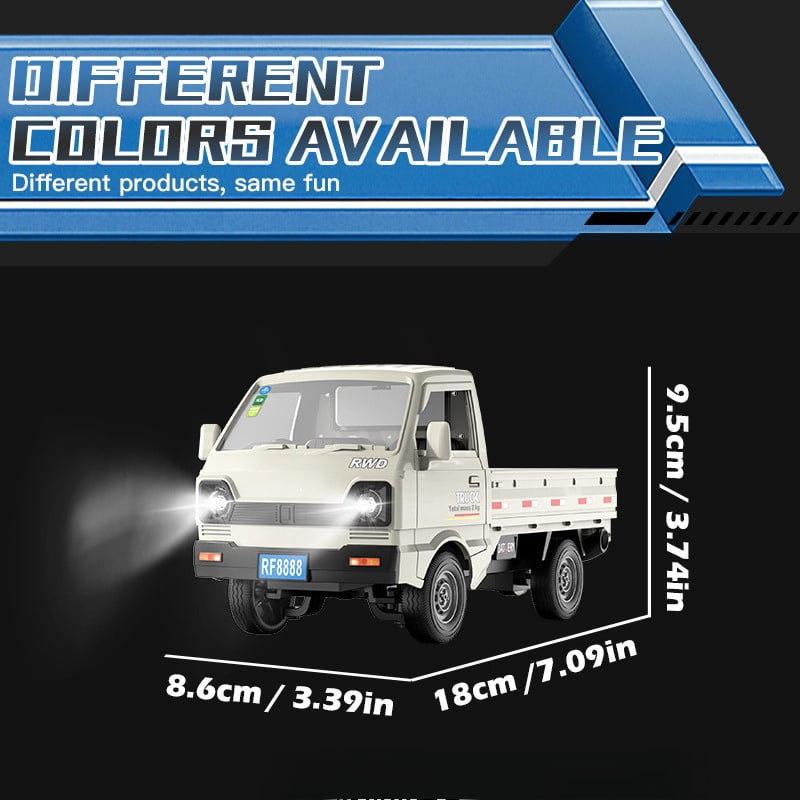 KF31 1:18 Spray Drift Pickup Truck 360° Rotating Stunts Spray Blooming LED Lighting 2.4G Anti-interference Powerful Motor DIY Creative Stickers for Free Placement One-button Demonstration Super Conve