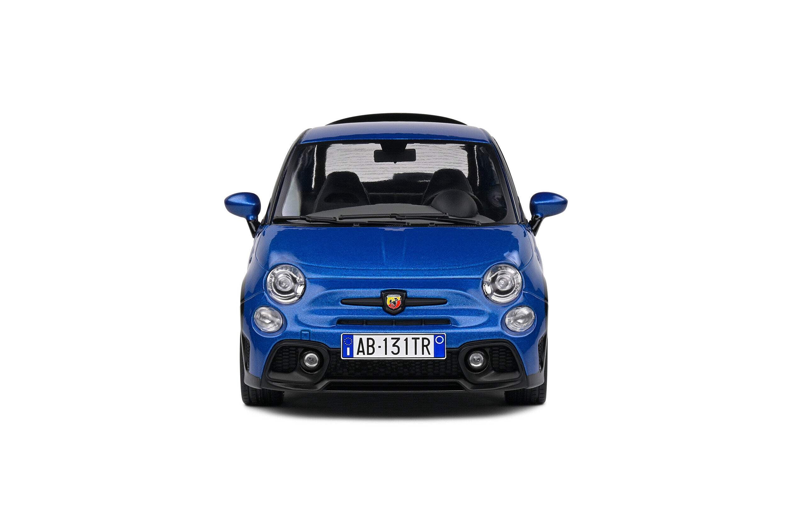 2022 Fiat 695 Abarth "Tributo 131 Rally" Podium Blue Metallic with Black Side Stripes 1/18 Diecast Model Car by Solido