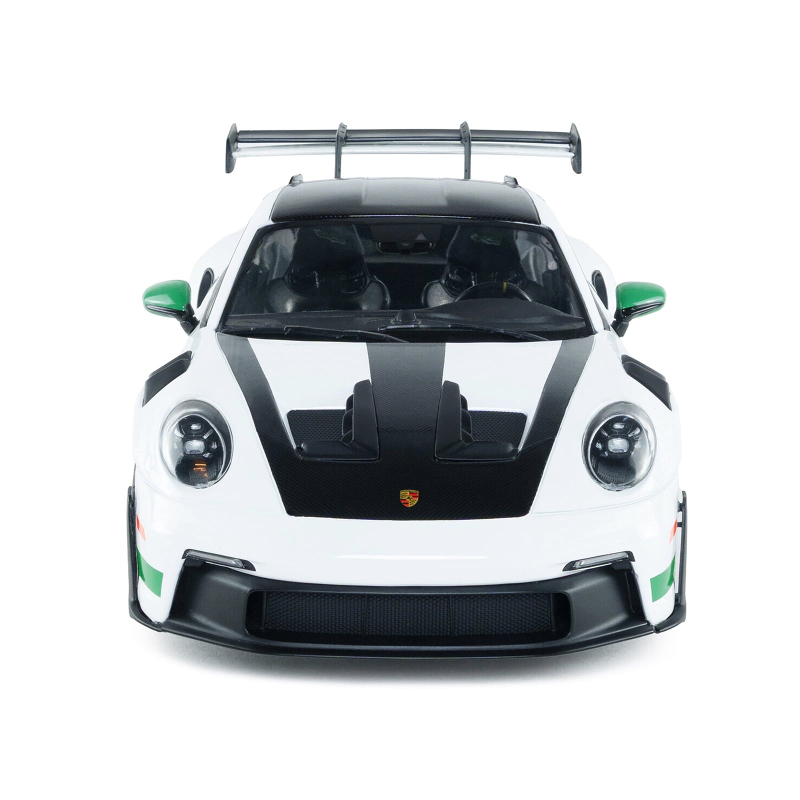 2024 Porsche 911 GT3 RS "Tribute to Carrera RS Package" White with Carbon Hood and Top & Green 1/18 Diecast Model Car by Solido