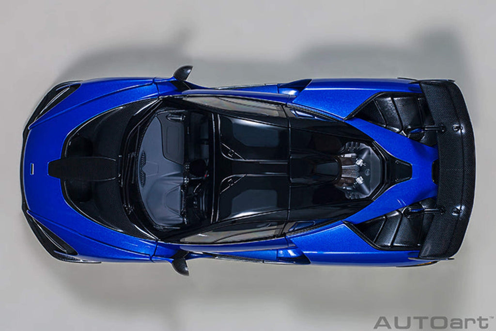 Mclaren Senna Trophy Kyanos Blue and Black with Carbon Accents 1/18 Model Car by Autoart