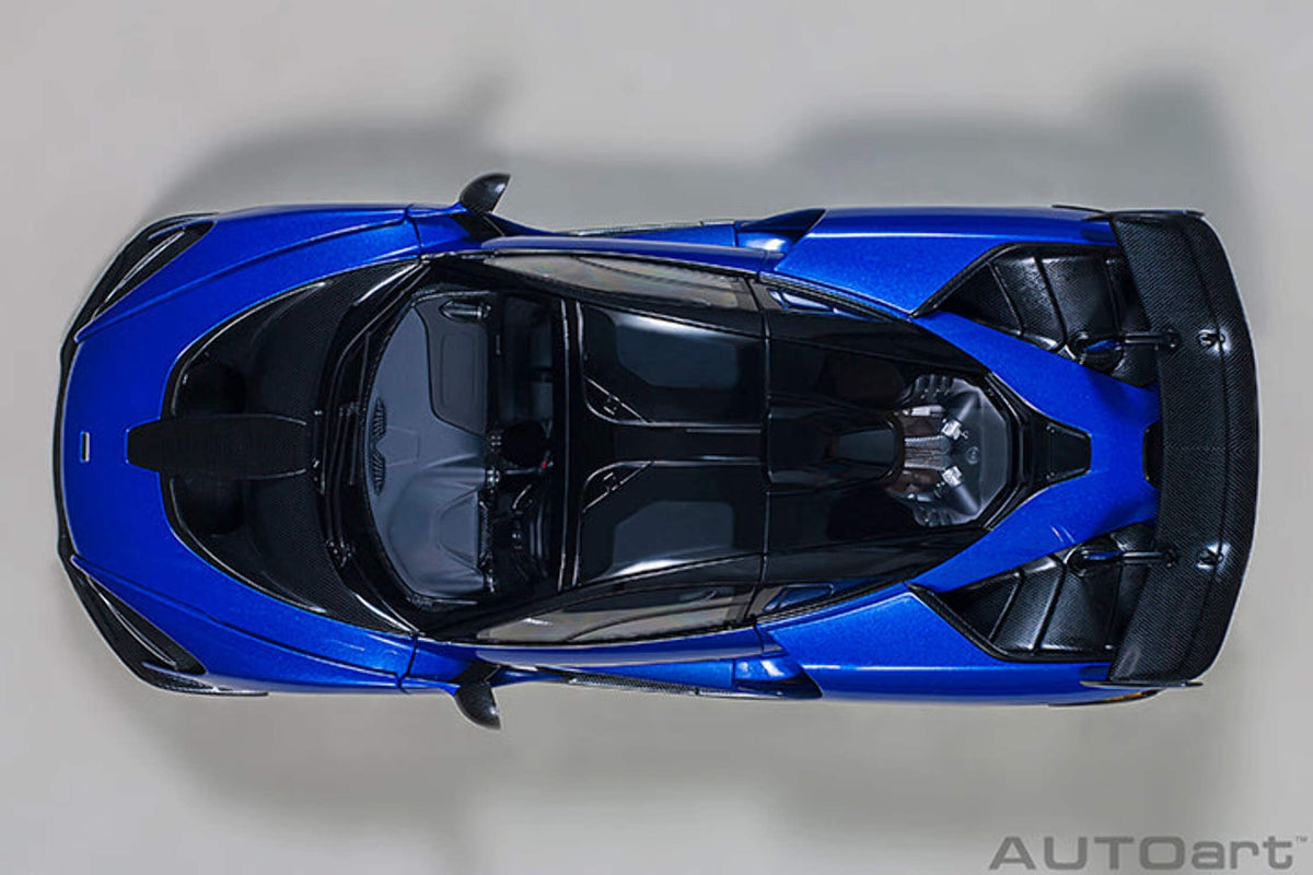 Mclaren Senna Trophy Kyanos Blue and Black with Carbon Accents 1/18 Model Car by Autoart