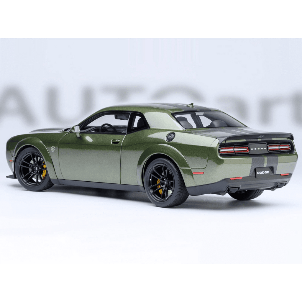 2022 Dodge Challenger SRT Jailbreak F8 Green with Carbon Stripes 1/18 Model Car by Autoart
