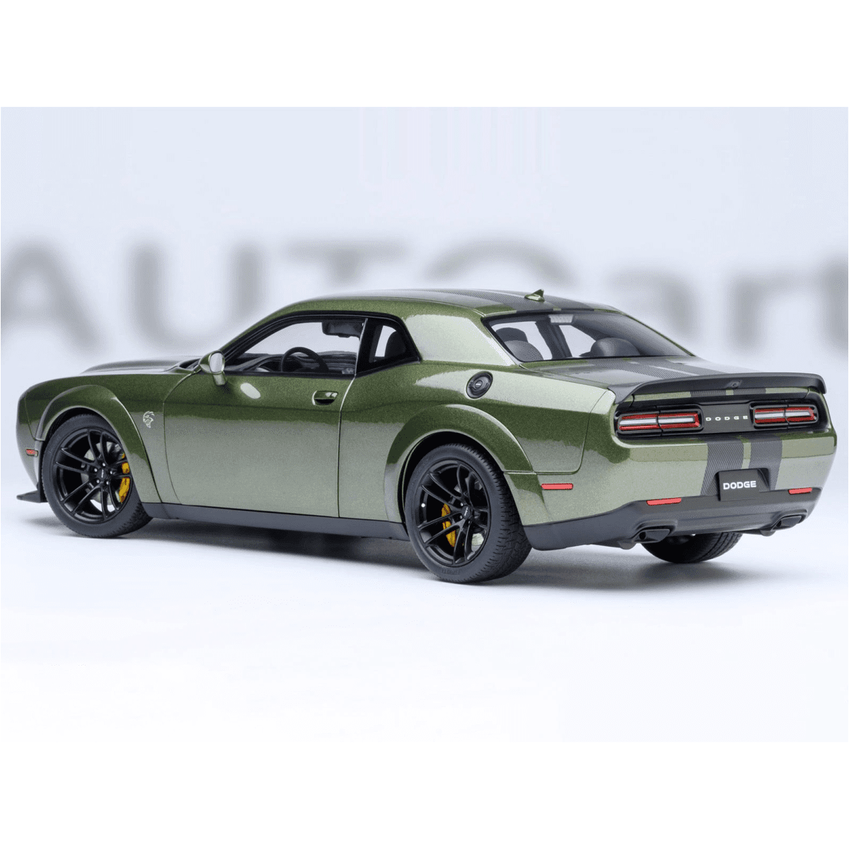 2022 Dodge Challenger SRT Jailbreak F8 Green with Carbon Stripes 1/18 Model Car by Autoart