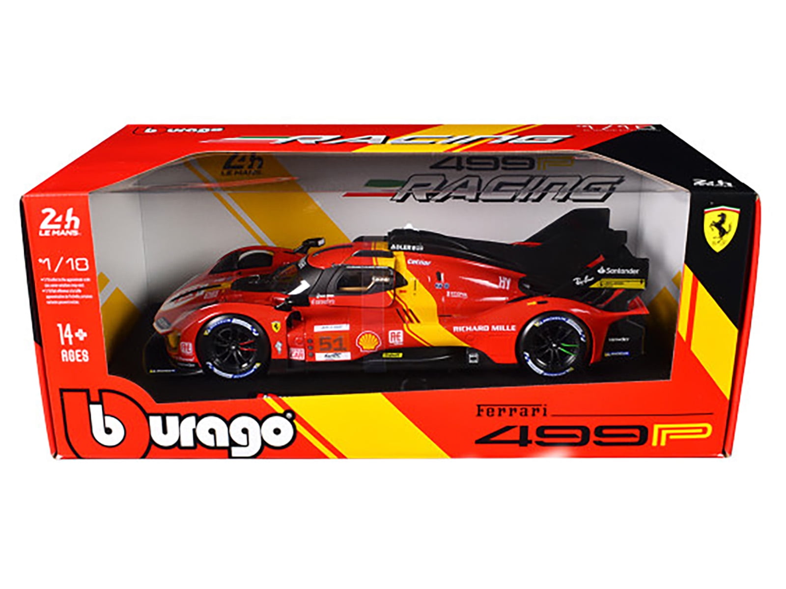 Ferrari 499P #51 "Ferrari AF Corse" Winner "24 Hours of Le Mans" (2023) "Racing" Series 1/18 Diecast Model Car by Bburago