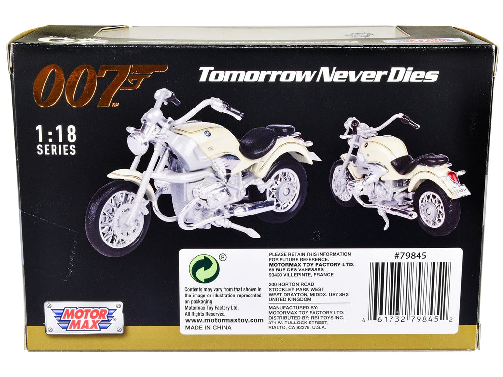 BMW R 1200 C Motorcycle Cream James Bond 007 "Tomorrow Never Dies" (1997) Movie 1/18 Diecast Model Car by Motormax