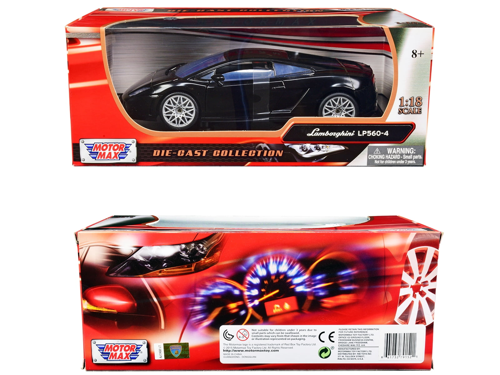 Lamborghini LP 560-4 Black 1/18 Diecast Car Model by Motormax