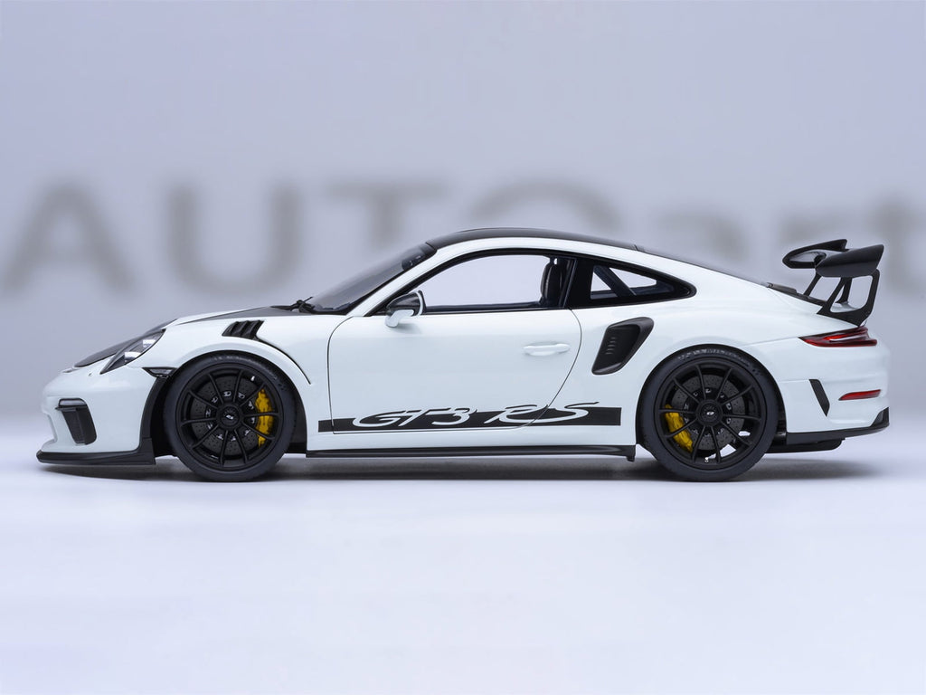 Porsche 911 (991.2) GT3 RS Weissach Package White with Carbon Hood and Top 1/18 Model Car by Autoart