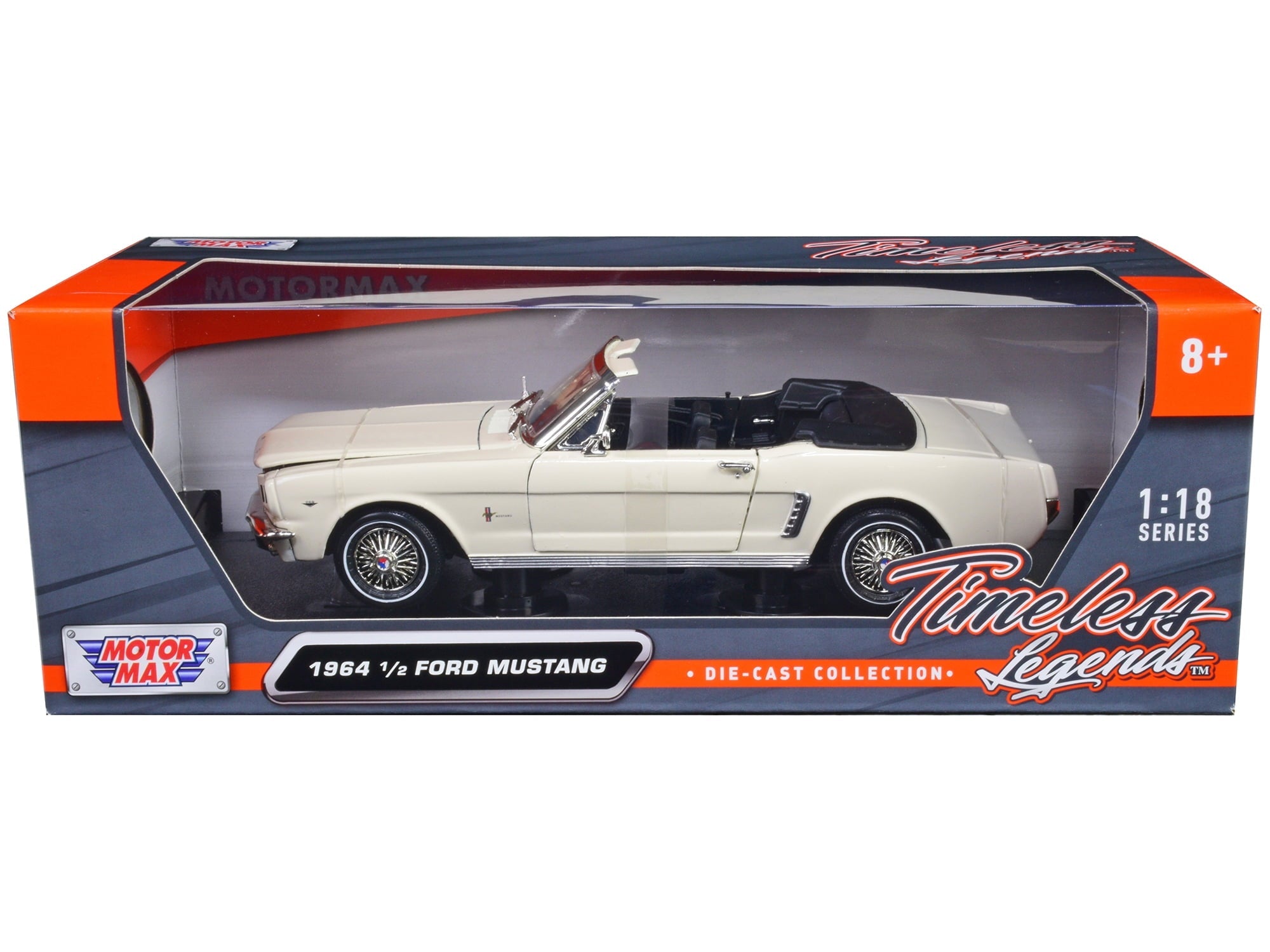 1964 1/2 Ford Mustang Convertible Cream 1/18 Diecast Car Model by Motormax