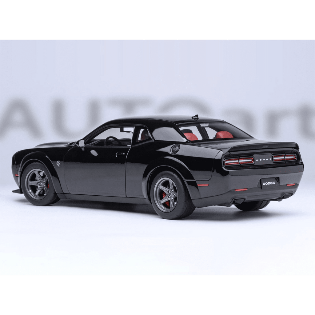 2023 Dodge Challenger SRT Super Stock Pitch Black with Red Interior 1/18 Model Car by Autoart