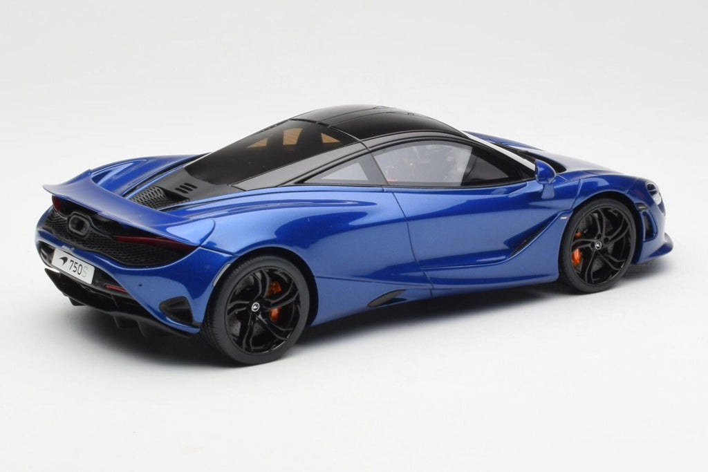 2023 McLaren 750S Coupe Blue Metallic with Black Top 1/18 Model Car by GT Spirit