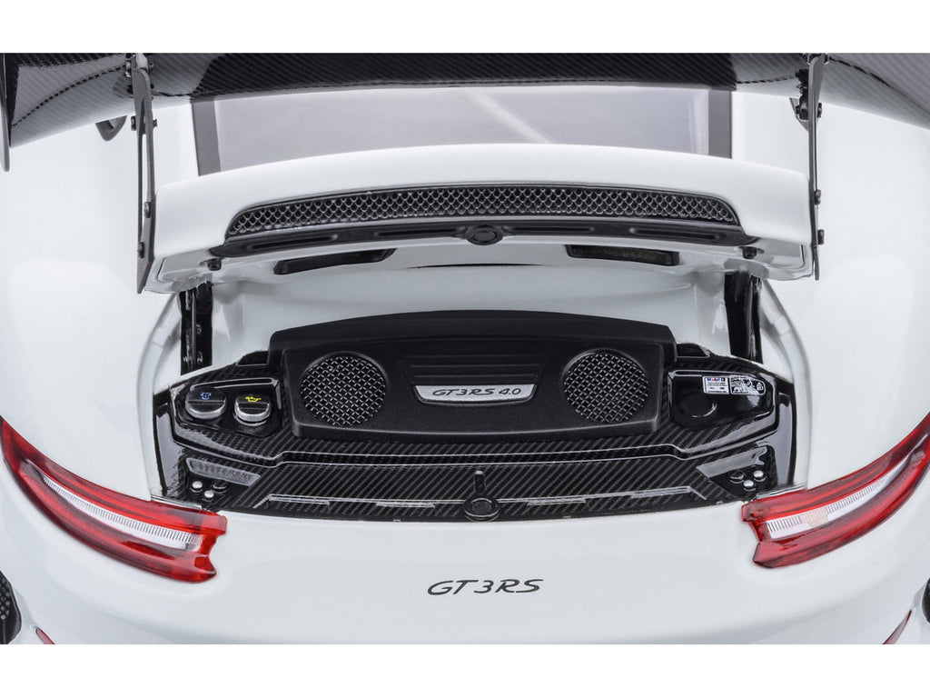 Porsche 911 (991.2) GT3 RS Weissach Package White with Carbon Hood and Top 1/18 Model Car by Autoart