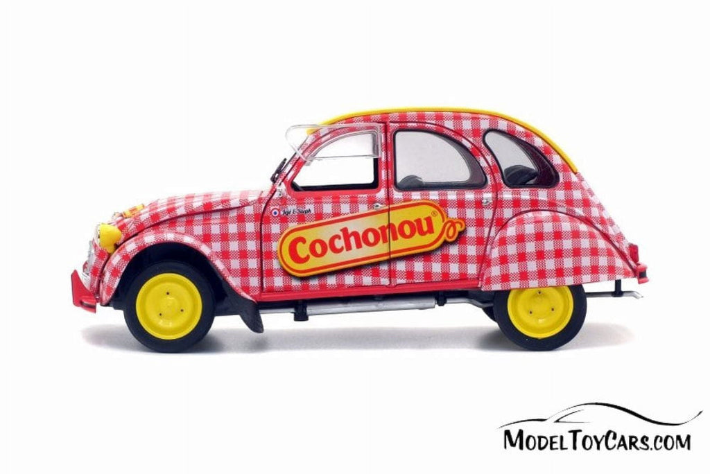 Citroen 2CV6 Cochonou Tour de France, Red with Yellow - Solido S1850021 - 1/18 Scale Diecast Model Toy Car