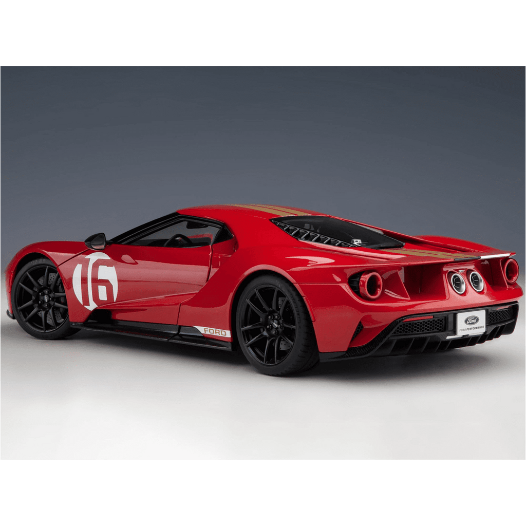 Ford GT Heritage Edition #16 "Alan Mann" Red Metallic with Gold Stripes 1/18 Model Car by Autoart