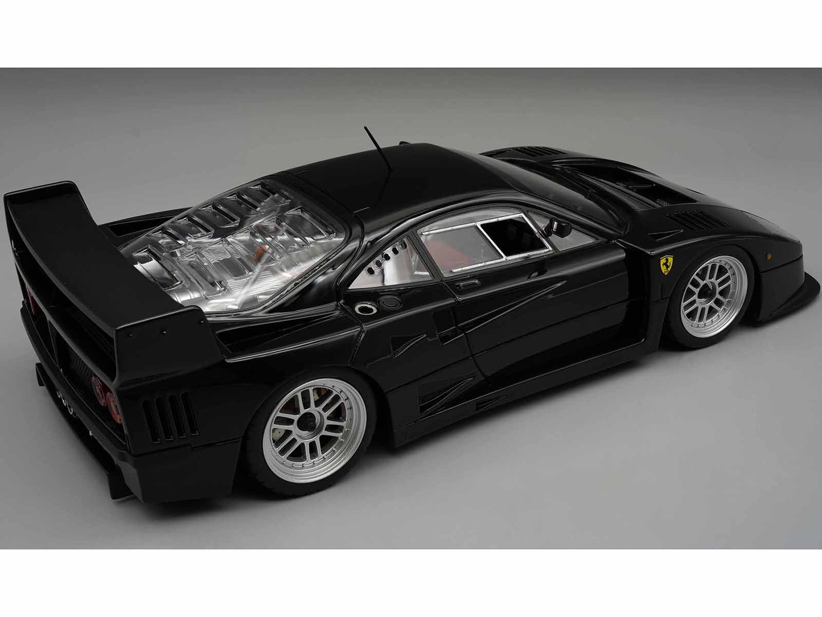 Ferrari F40 LM Black with Silver Enkei Rims "Press Version" (1996) Limited Edition to 40 pcs 1/18 Model Car by Tecnomodel