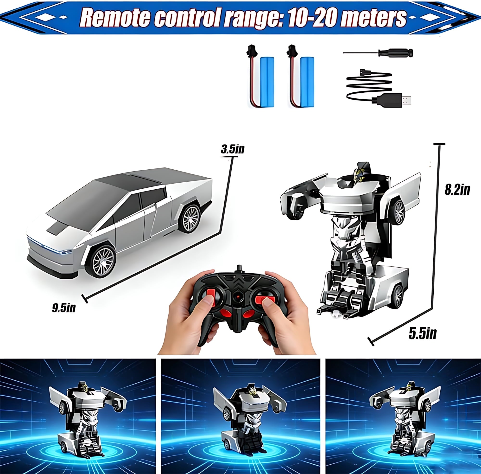 Spider Remote Controls Car, 1:18 Scale Transformer Robot Toy with 2.4GHz One-Button Deformation and 360° Rotation, RC Vehicle Gift for Boys Ages 3-12