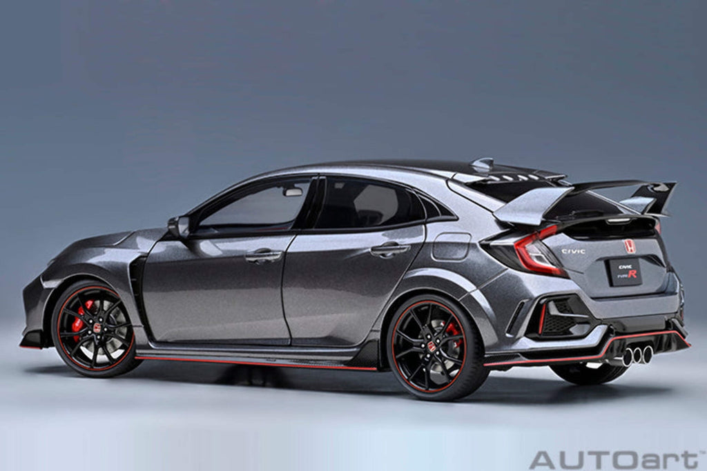 2021 Honda Civic Type R (FK8) RHD (Right Hand Drive) Polished Metal Gray Metallic 1/18 Model Car by Autoart