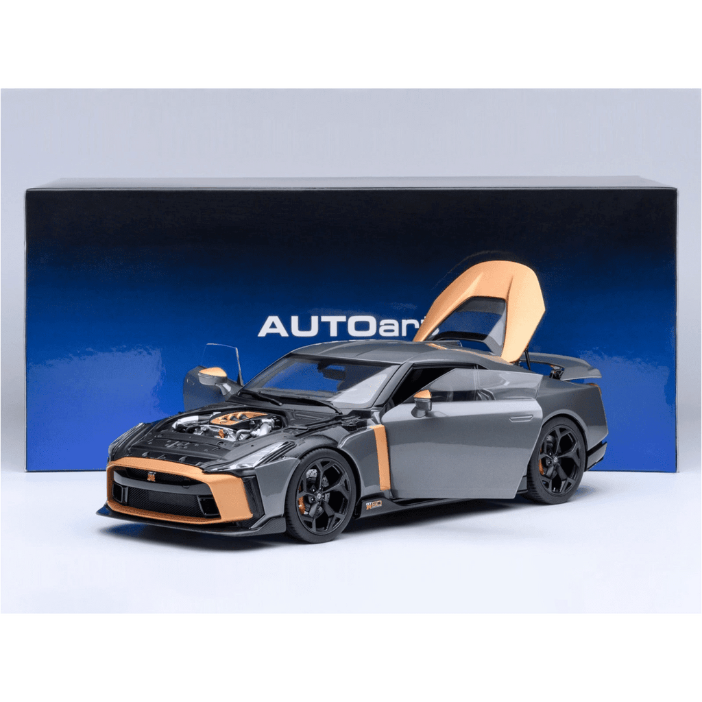 Nissan GT-R50 By ItalDesign "Goodwood Version" Liquid Kinetic Gray Metallic with Gold Accents 1/18 Model Car by Autoart