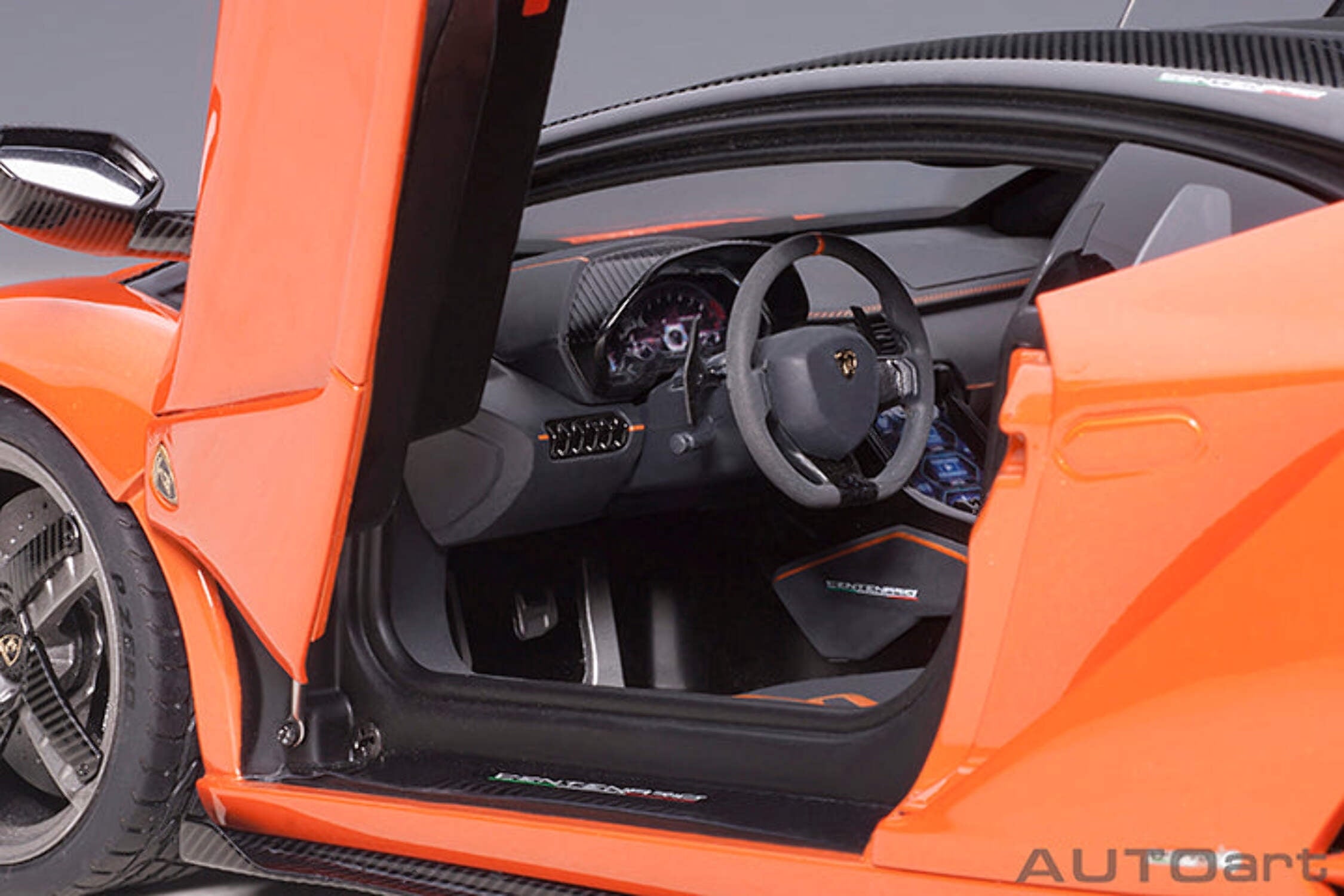 Lamborghini Centenario Arancio Argos / Pearl Orange with Carbon Top 1/18 Model Car by Autoart