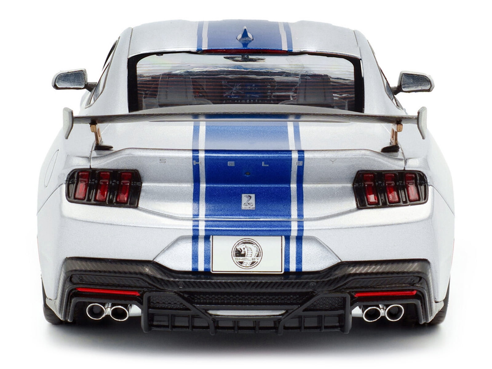 2024 Ford Shelby Mustang Super Snake Gray Metallic with Blue Stripes 1/18 Diecast Model Car by Solido