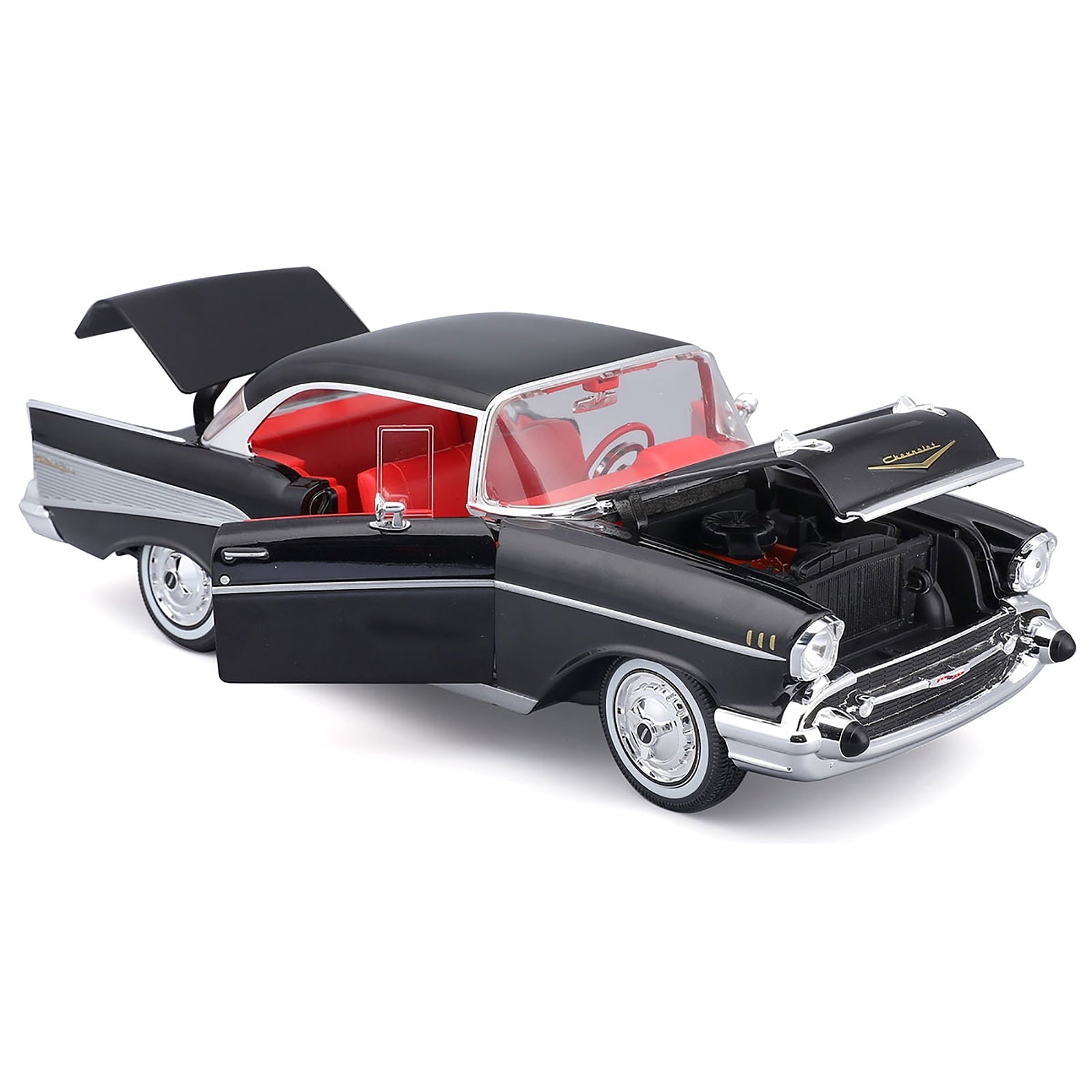 1957 Chevrolet Bel Air Coupe Black with Red Interior "Special Edition" Series 1/18 Diecast Model Car by Maisto â€?Adult Collectible