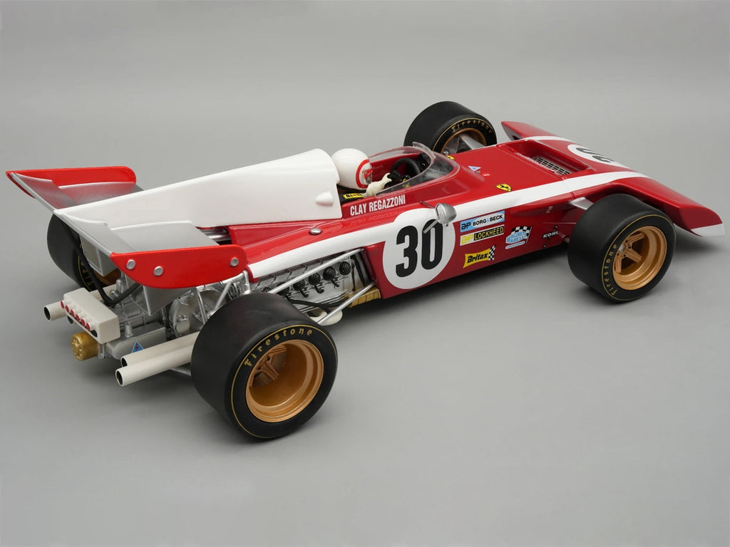 Ferrari 312 B2 #30 Clay Regazzoni F1 "Belgian GP" (1972) "Mythos Series" with Figure and Case 1/18 Model Car by Tecnomodel