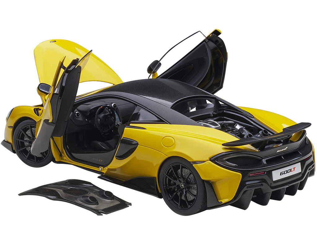 McLaren 600LT Sicilian Yellow and Carbon 1/18 Model Car by Autoart