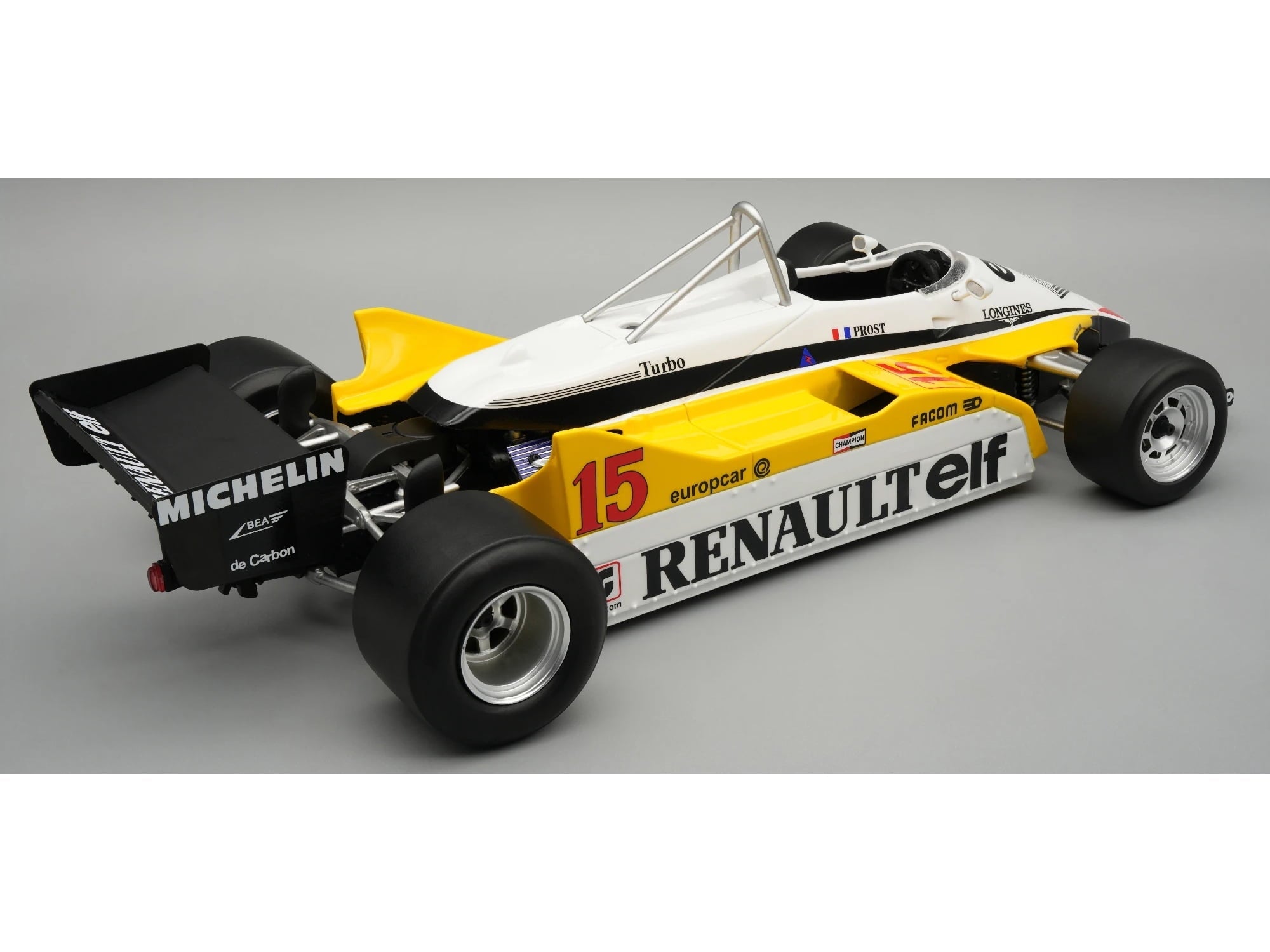 Renault RE30B #15 Winner Formula One F1 "South Africa GP" (1982) "Mythos Series" with Display Case 1/18 Model Car by Tecnomodel
