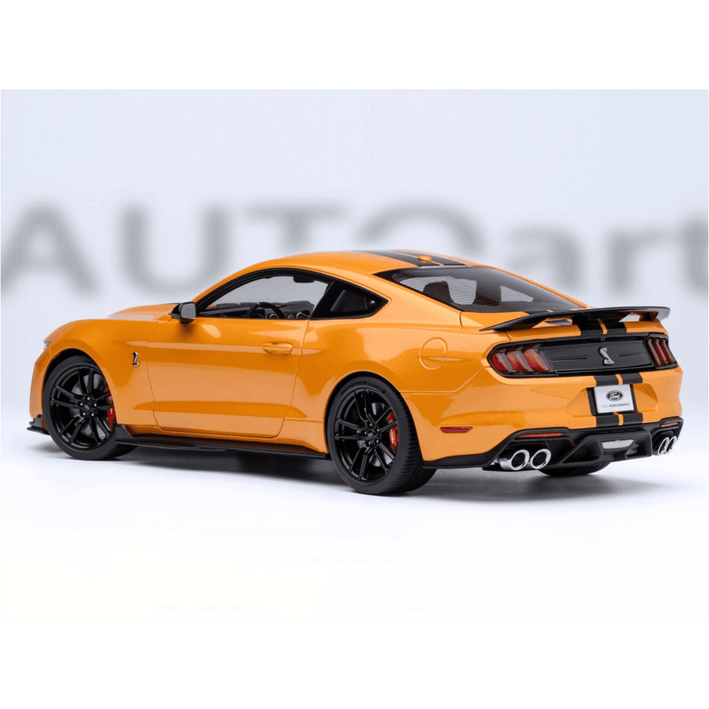 Ford Mustang Shelby GT500 Cyber Orange Metallic with Black Stripes 1/18 Model Car by Autoart