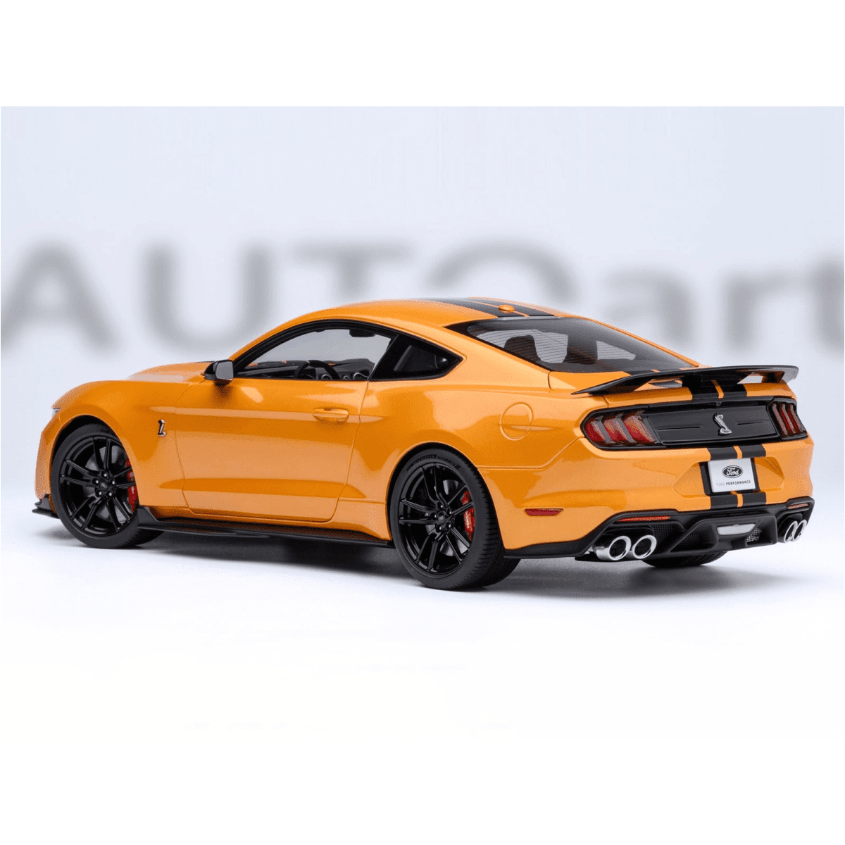 Ford Mustang Shelby GT500 Cyber Orange Metallic with Black Stripes 1/18 Model Car by Autoart