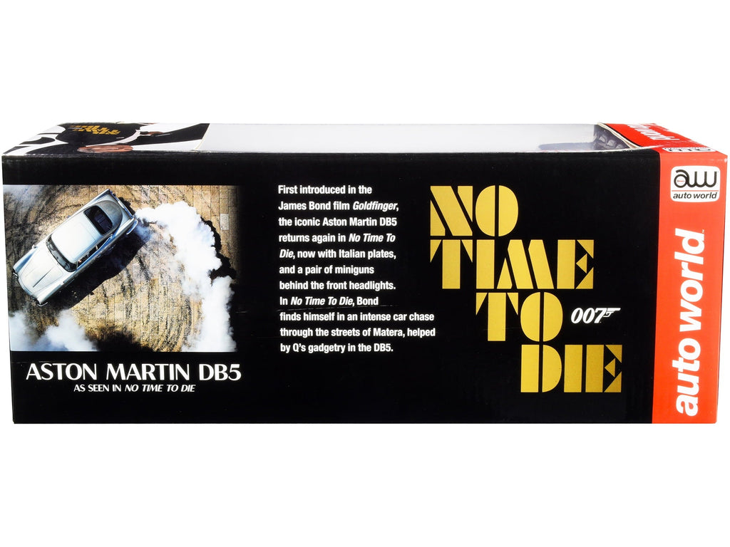 Aston Martin DB5 Coupe RHD (Right Hand Drive) Silver Birch Metallic (Damaged Version) James Bond 007 No Time to Die (2021) Movie Silver Screen Machines Series 1/18 Diecast Model Car by Auto World