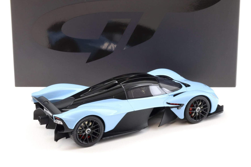 2023 Aston Martin Valkyrie Light Blue with Black Top 1/18 Model Car by GT Spirit