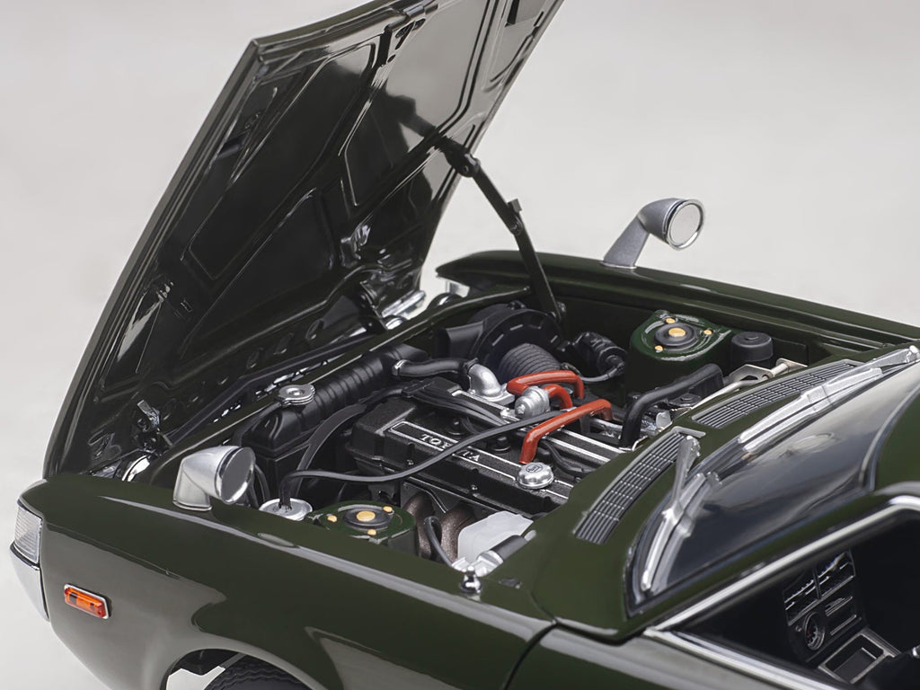 1973 Toyota Celica Liftback 2000GT (RA25) RHD (Right Hand Drive) Moss Green 1/18 Model Car by Autoart