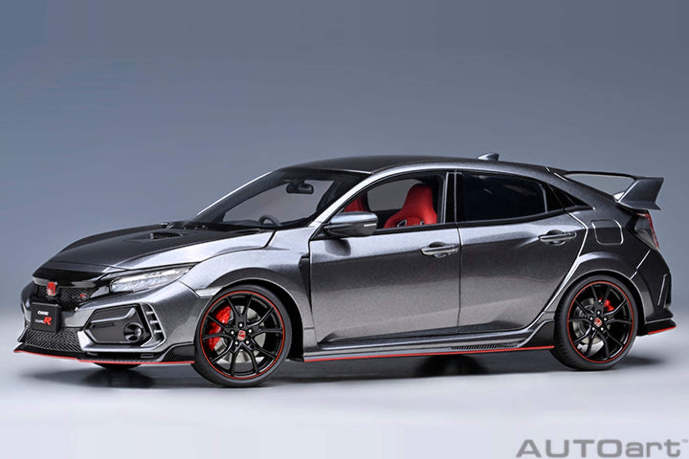 2021 Honda Civic Type R (FK8) RHD (Right Hand Drive) Polished Metal Gray Metallic 1/18 Model Car by Autoart