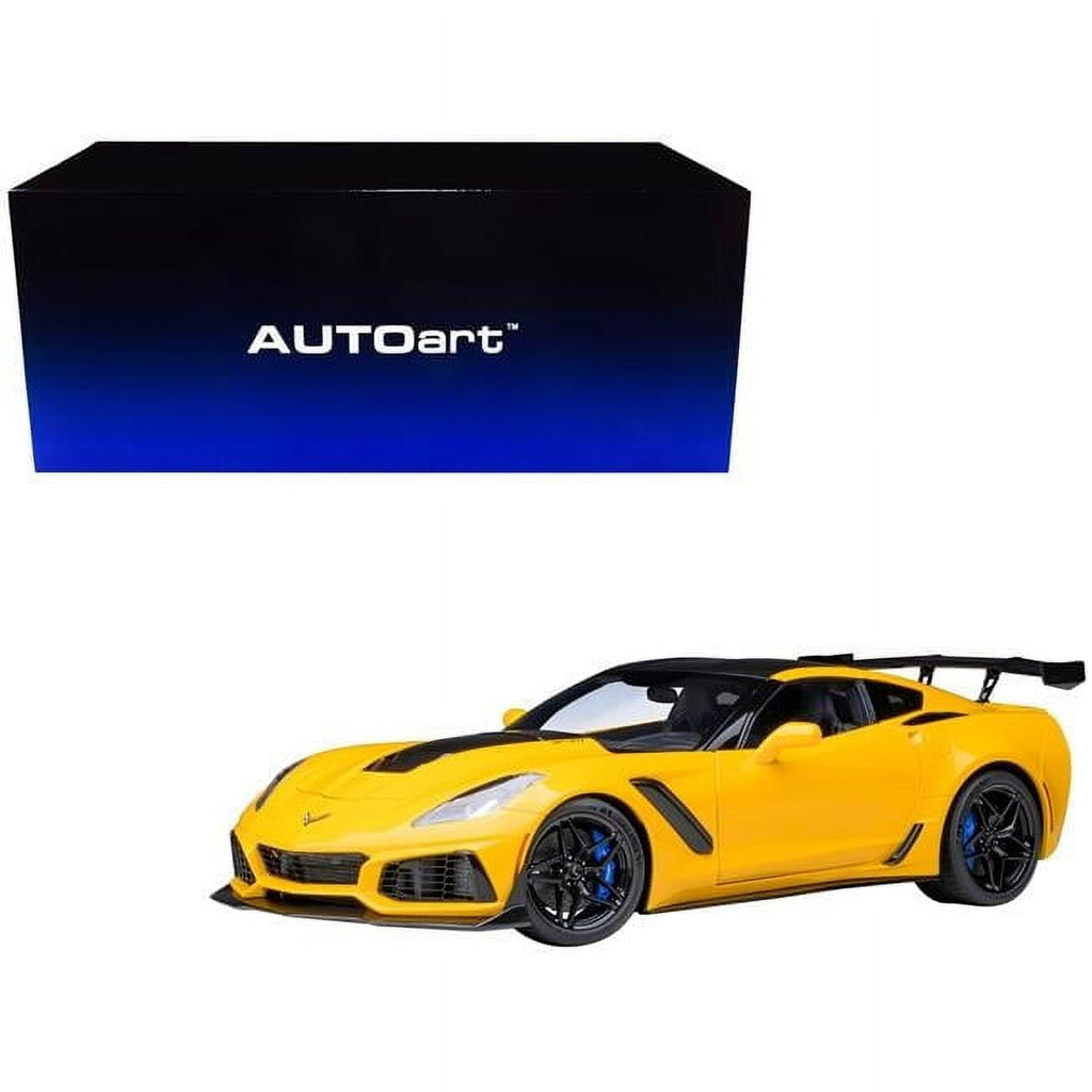 2019 Chevrolet Corvette C7 ZR1 Corvette Racing Yellow Tintcoat with Carbon Top 1/18 Model Car by Autoart