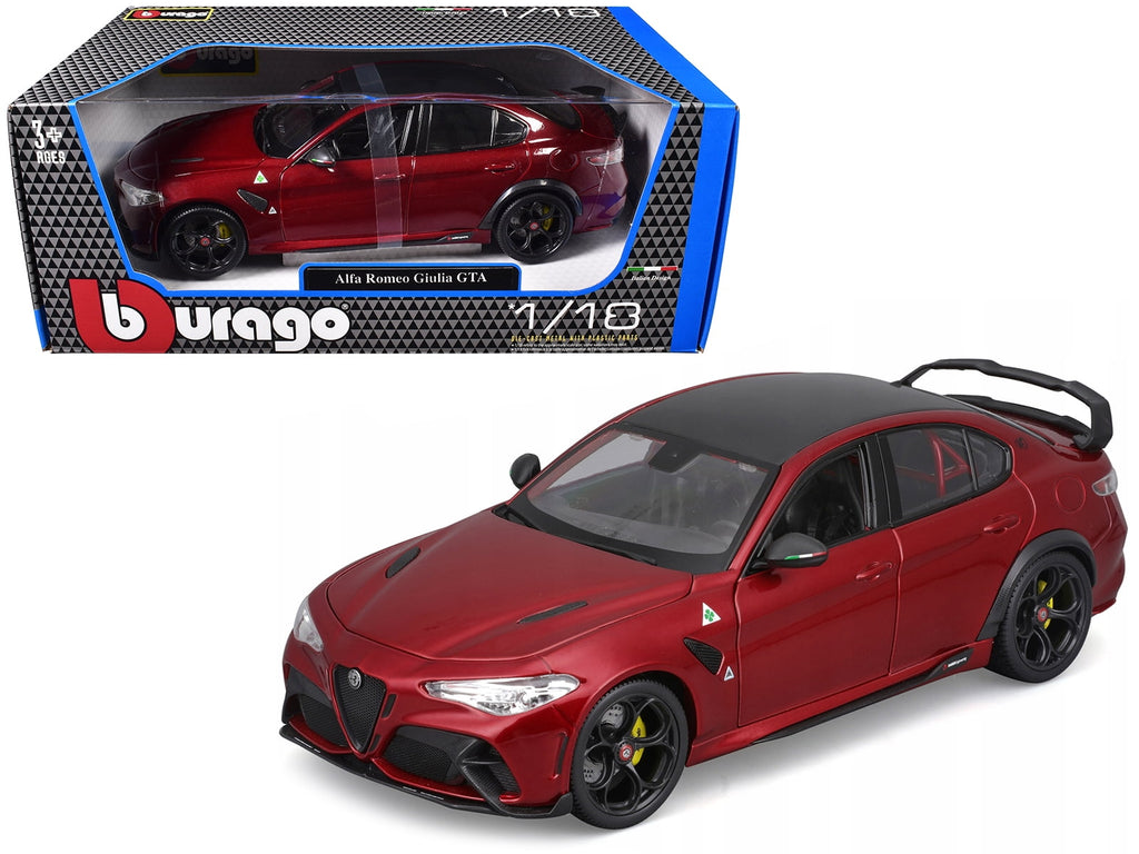 Alfa Romeo Giulia GTA Red Metallic with Carbon Top 1/18 Die Cast Model Car by Bburago