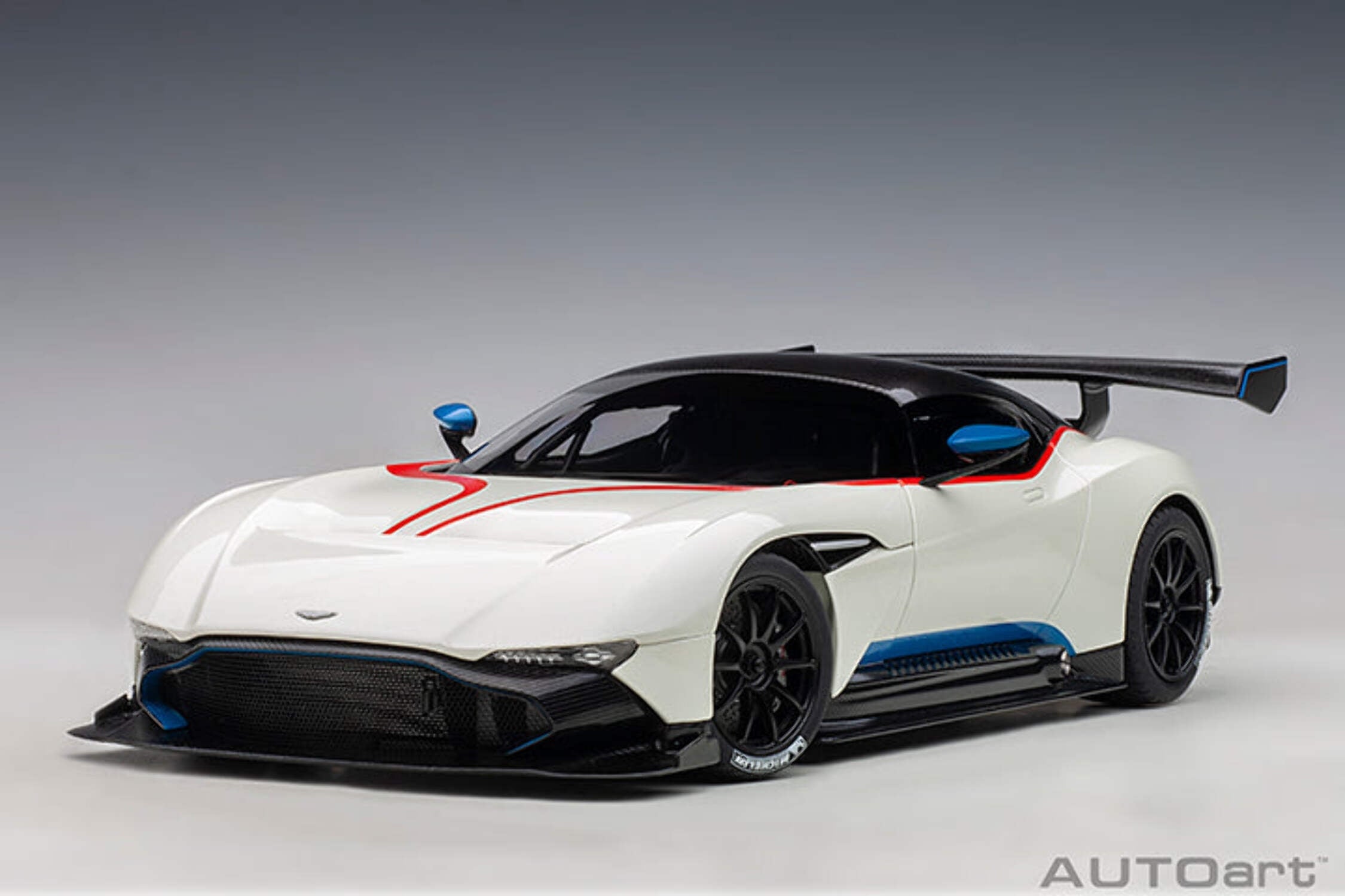 Aston Martin Vulcan Stratus White with Red and Blue Stripes 1/18 Model Car by Autoart